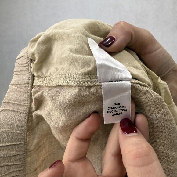 Caslon Pants Womens Medium Beige Linen Cargo Drawstring Wide Leg Pockets Relaxed - Picture 9 of 10